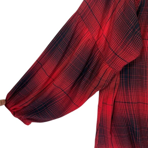 Red Plaid Long Sleeve Plaid Blouse Top size 1x by In Every Story - Picture 10 of 16
